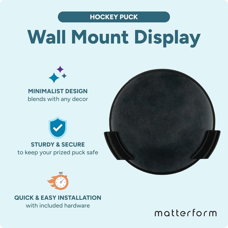matterform Hockey Puck Wall Mount Display (2 Pack) | Wall Rack Holder Brackets for Collectible Pucks & Game Winning Pucks | Ice Hockey Decor & Storage - Image 2